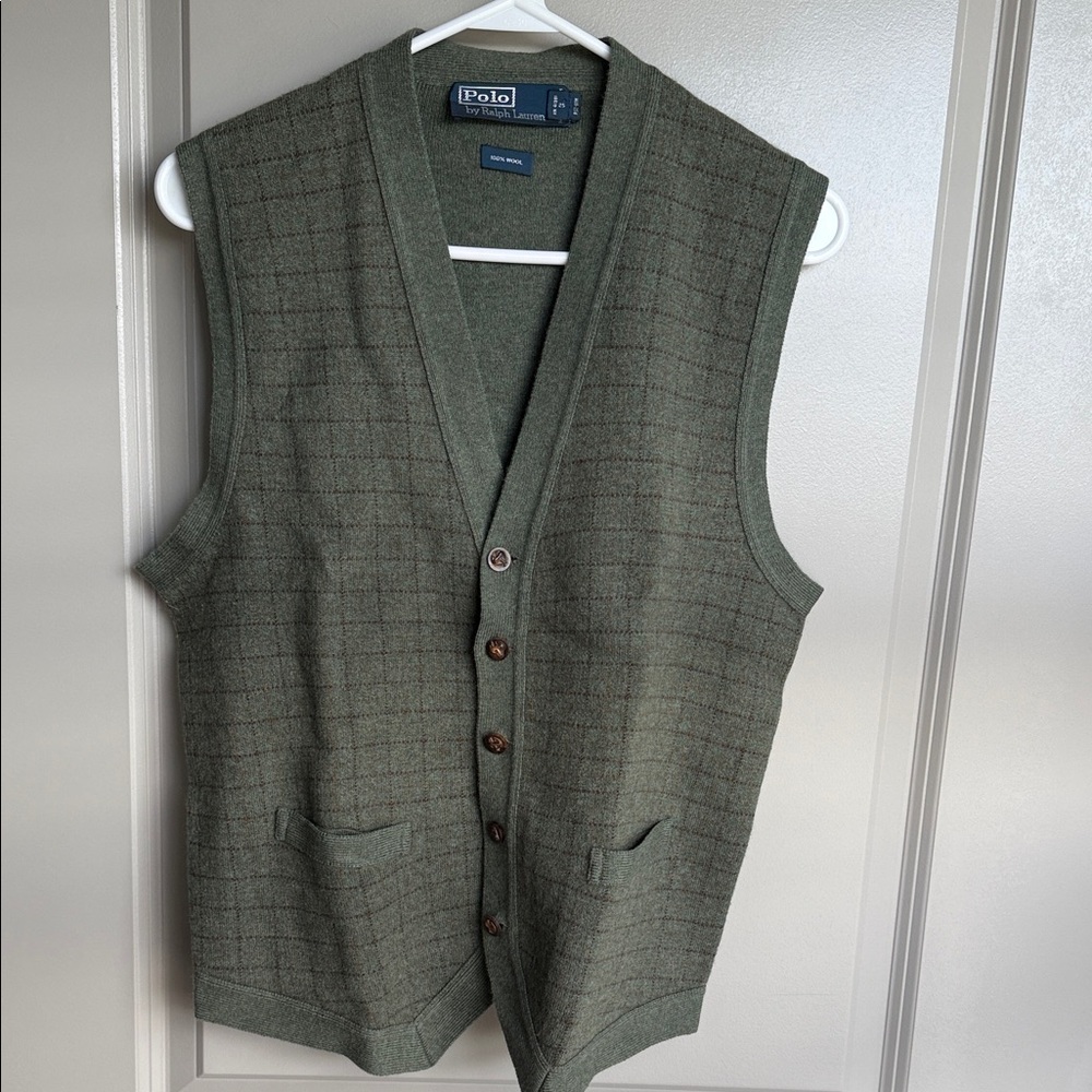 Ralph Lauren Olive Plaid Wool Vest